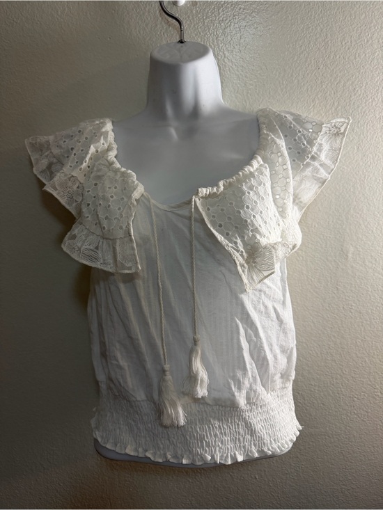 Heartloom Tops - Heartloom White Eyelet Ruffle Tie-Front Camisole
